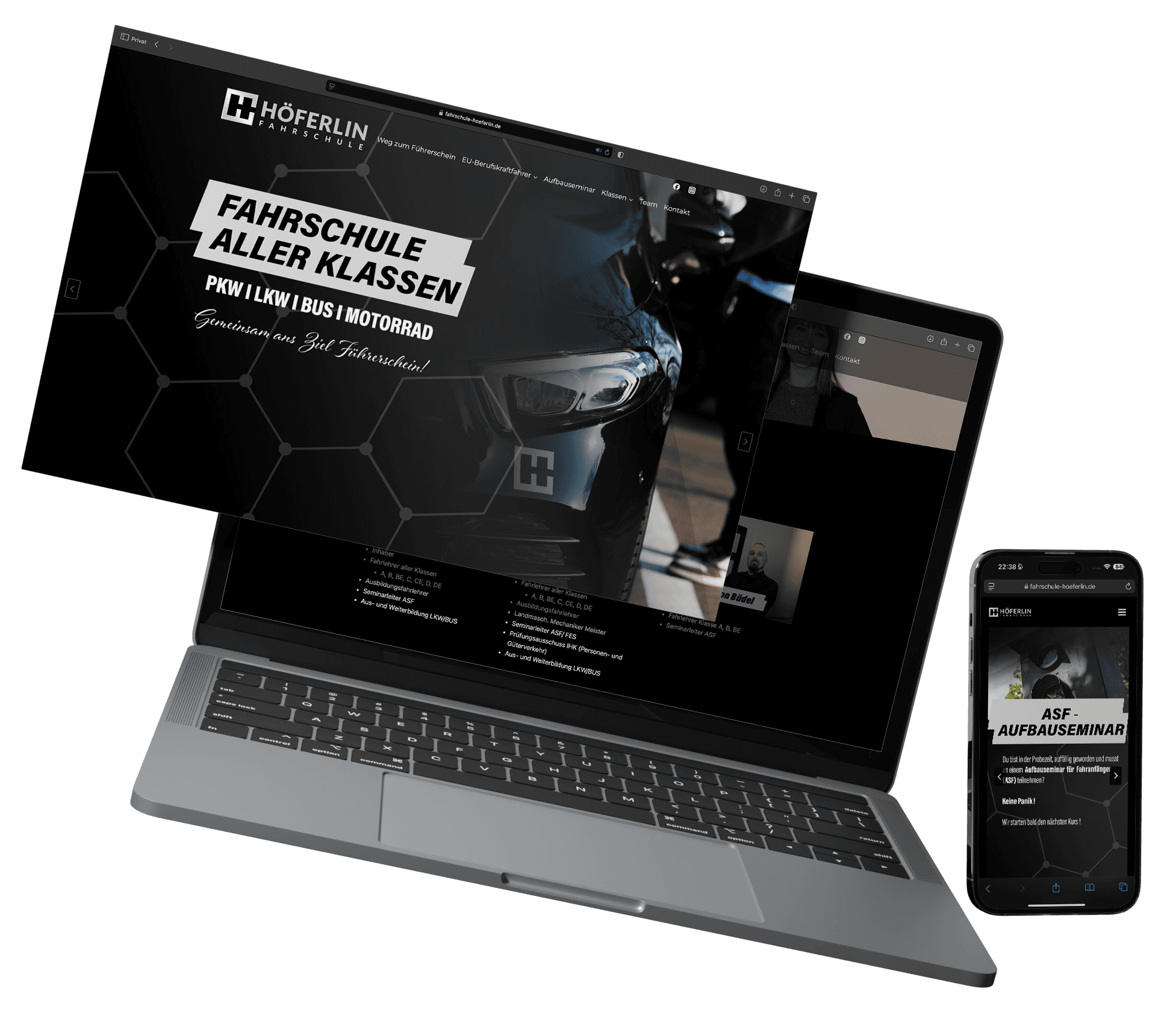Website-Mockup: Fahrschule Höferlin