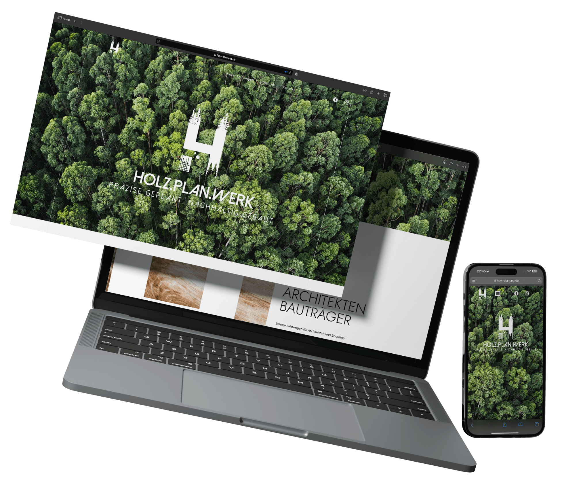 Website-Mockup: HOLZ.PLAN.WERK