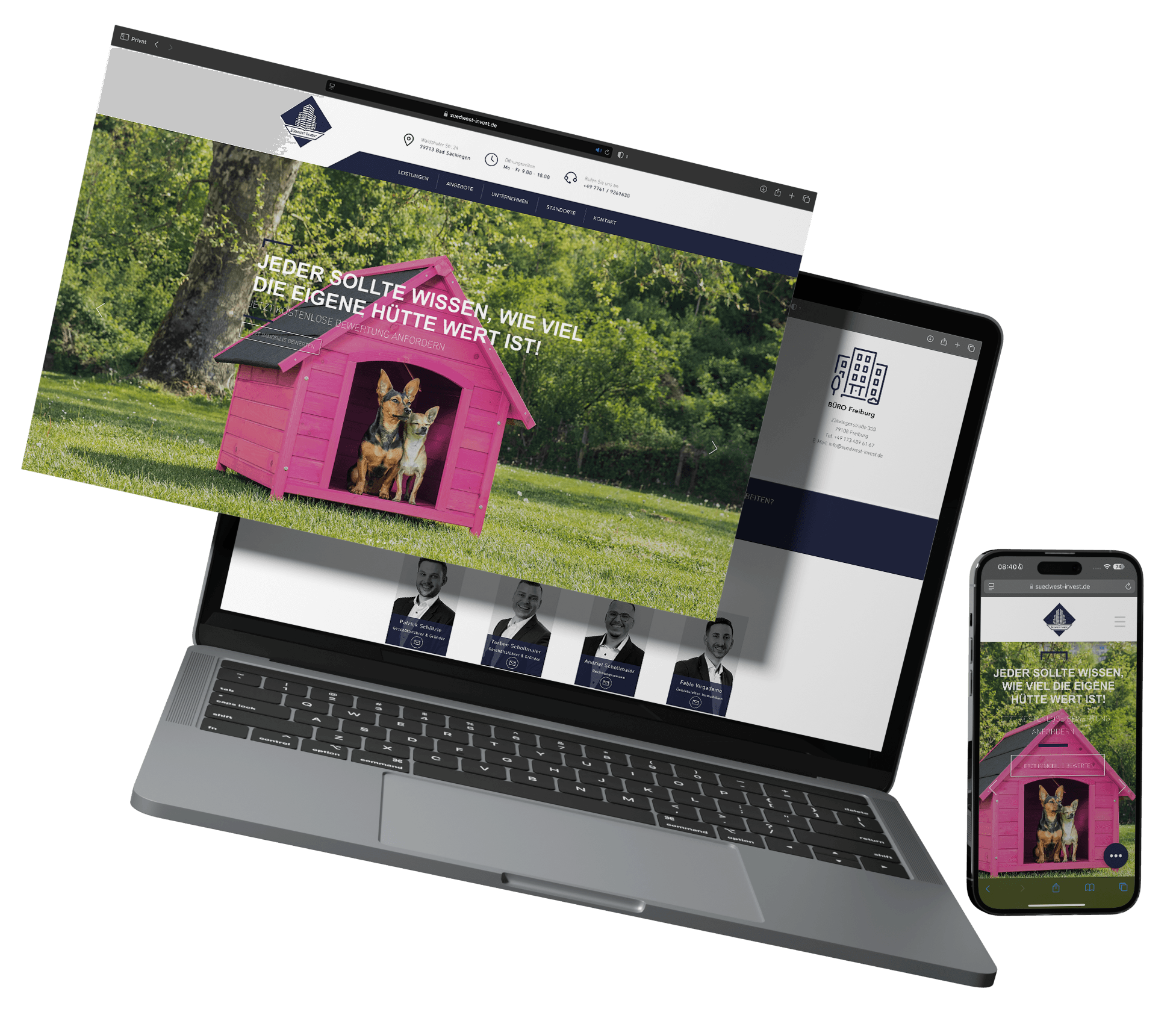 Website-Mockup: Südwest Invest