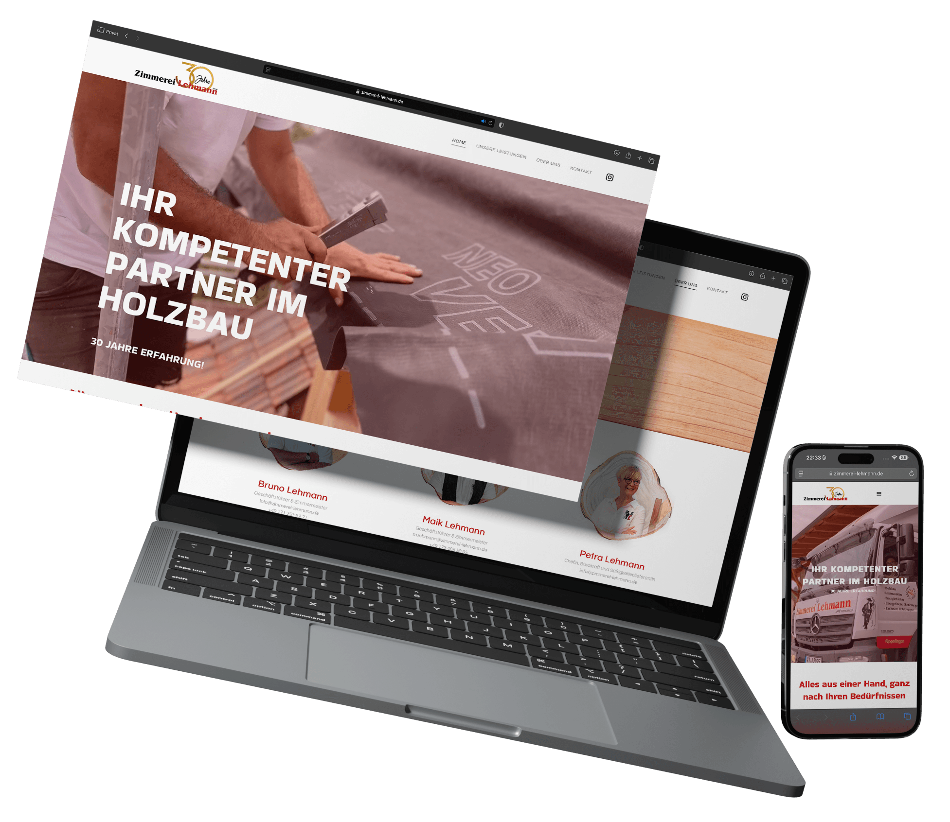 Website-Mockup: Zimmerei Lehmann